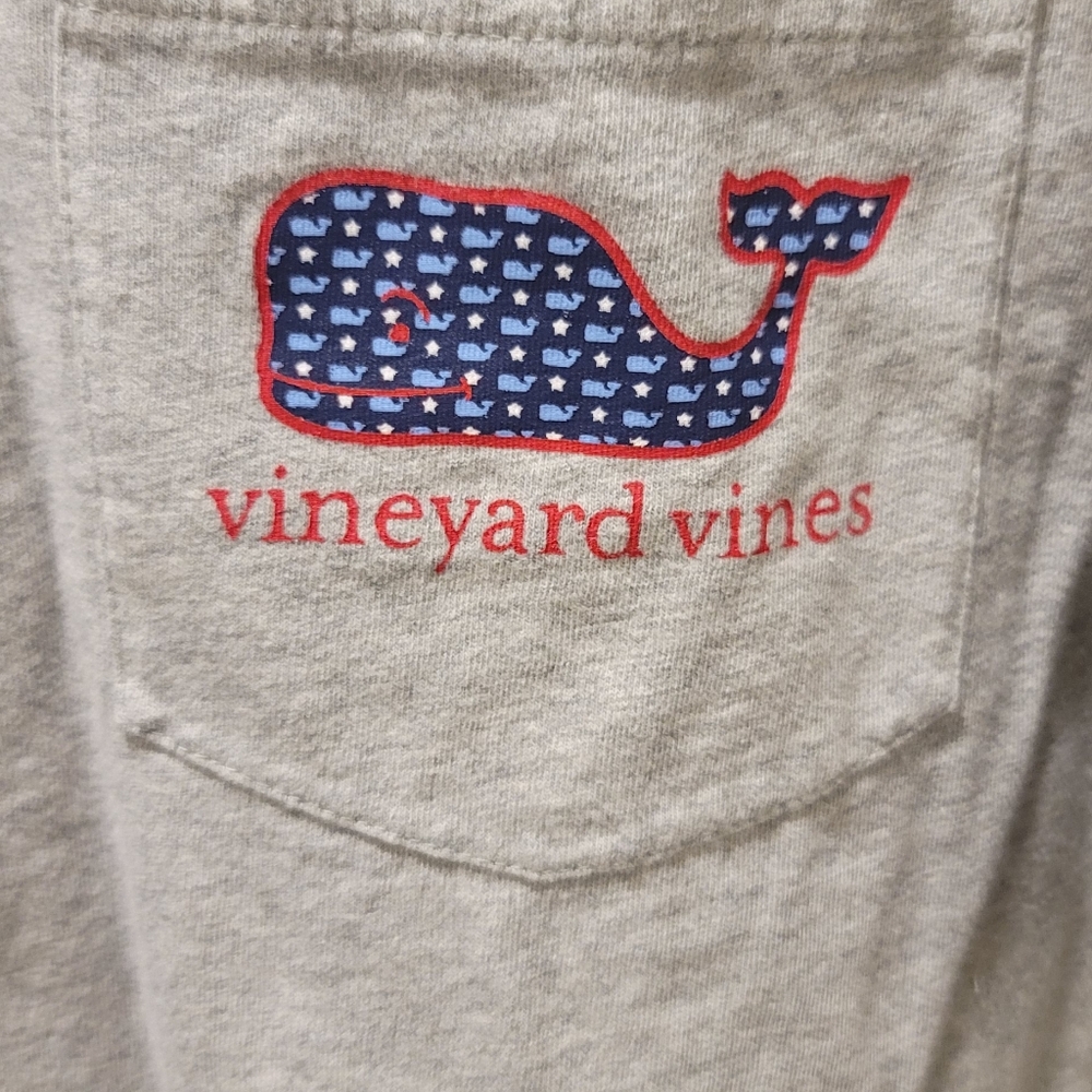 Vineyard Vines Gray Pocket Tee with Whale Logo